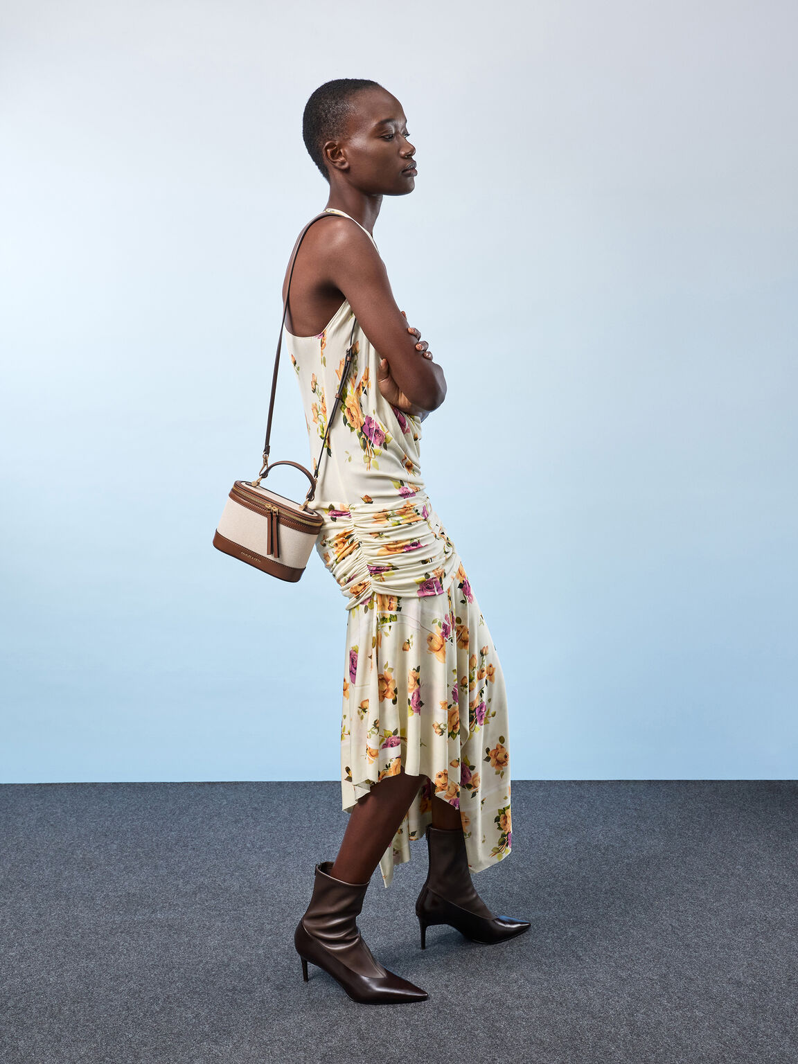 Enola エノラ キャンバストップハンドルバニティーバッグ, チョコレート, hi-res