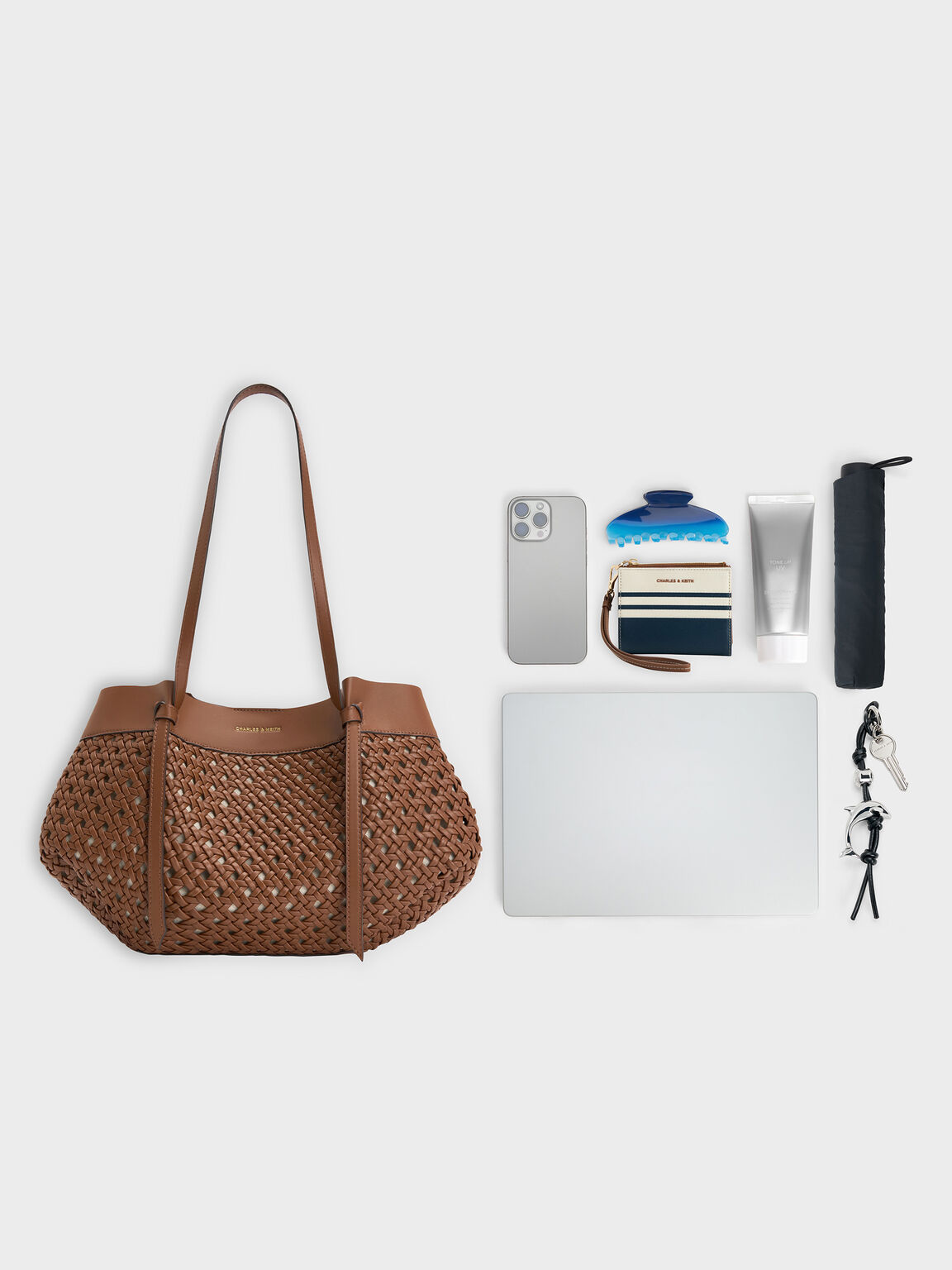 Calla カルラ ウーブン トートバッグ, チョコレート, hi-res