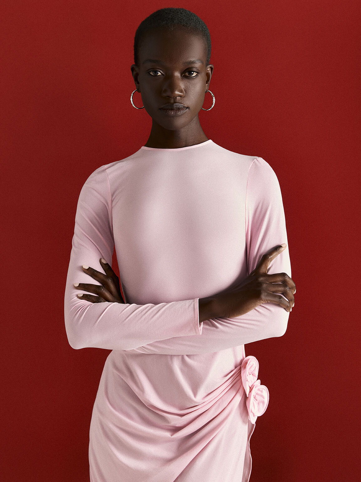 Reverie レヴァリィ クリスタルラージフープピアス, シルバー, hi-res