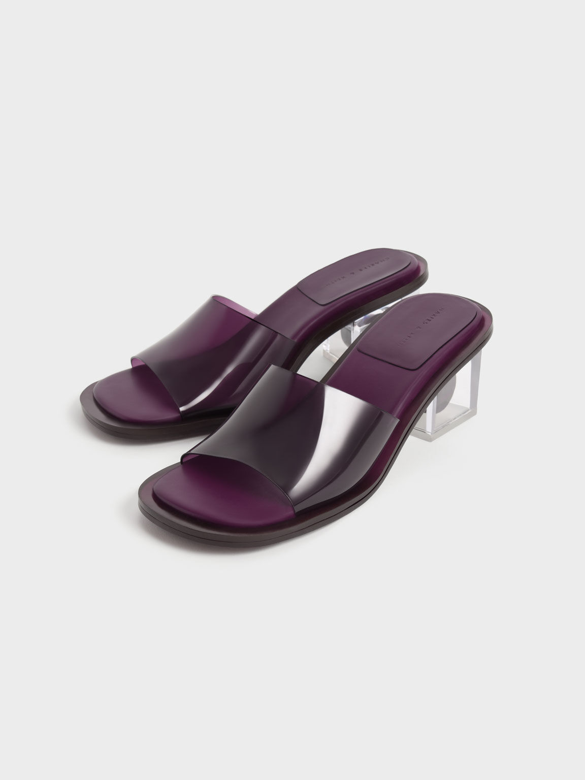 Madison マディソン クリアスカルプチュアヒールミュール, パープル, hi-res