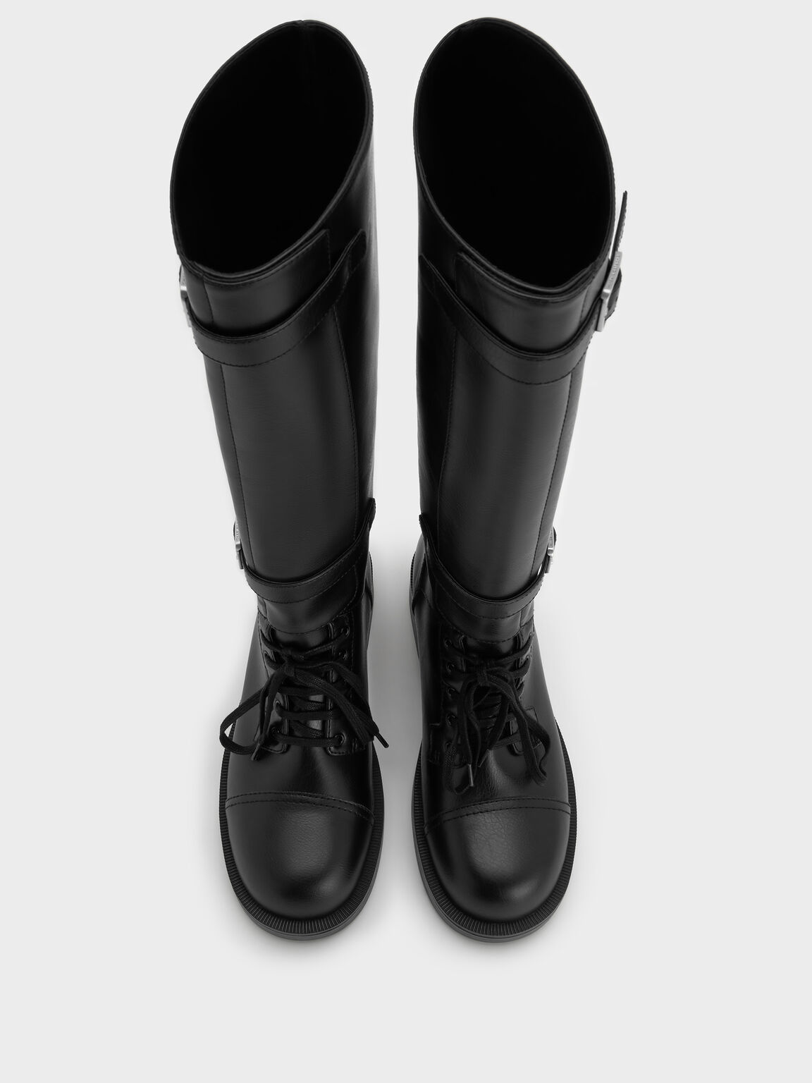 ダブルバックル コンバットロングブーツ, ブラック, hi-res