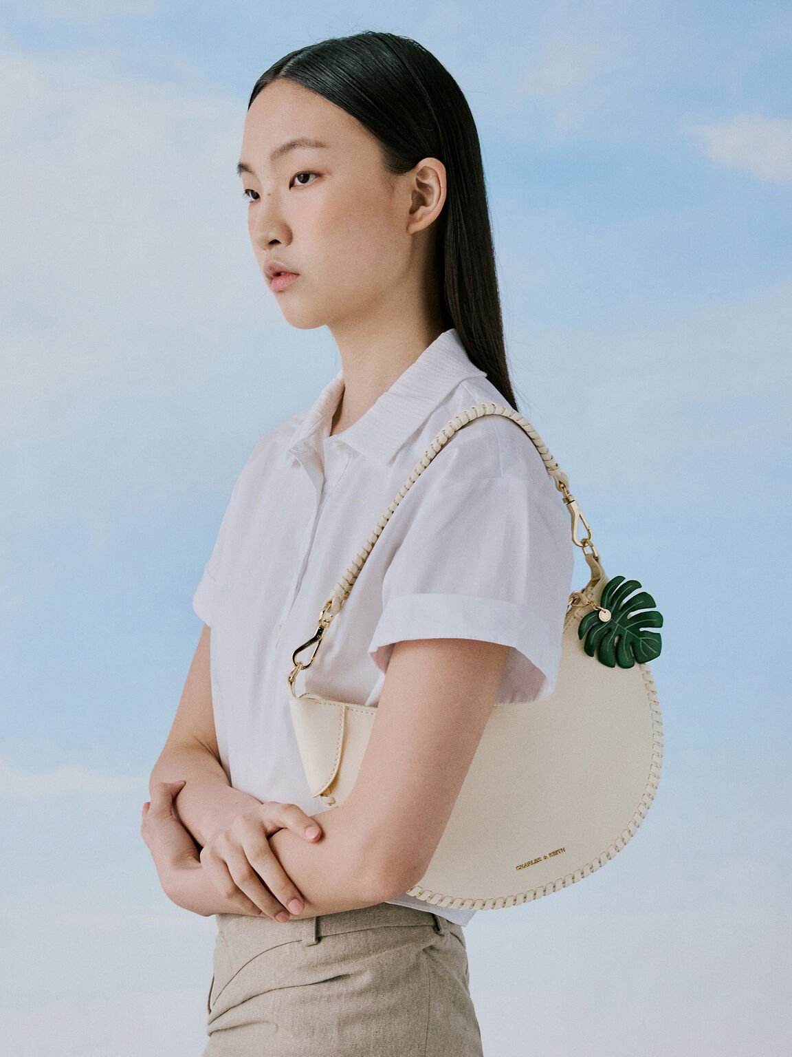 Blume ブリュム ブレードカーブホーボーバッグ, クリーム, hi-res