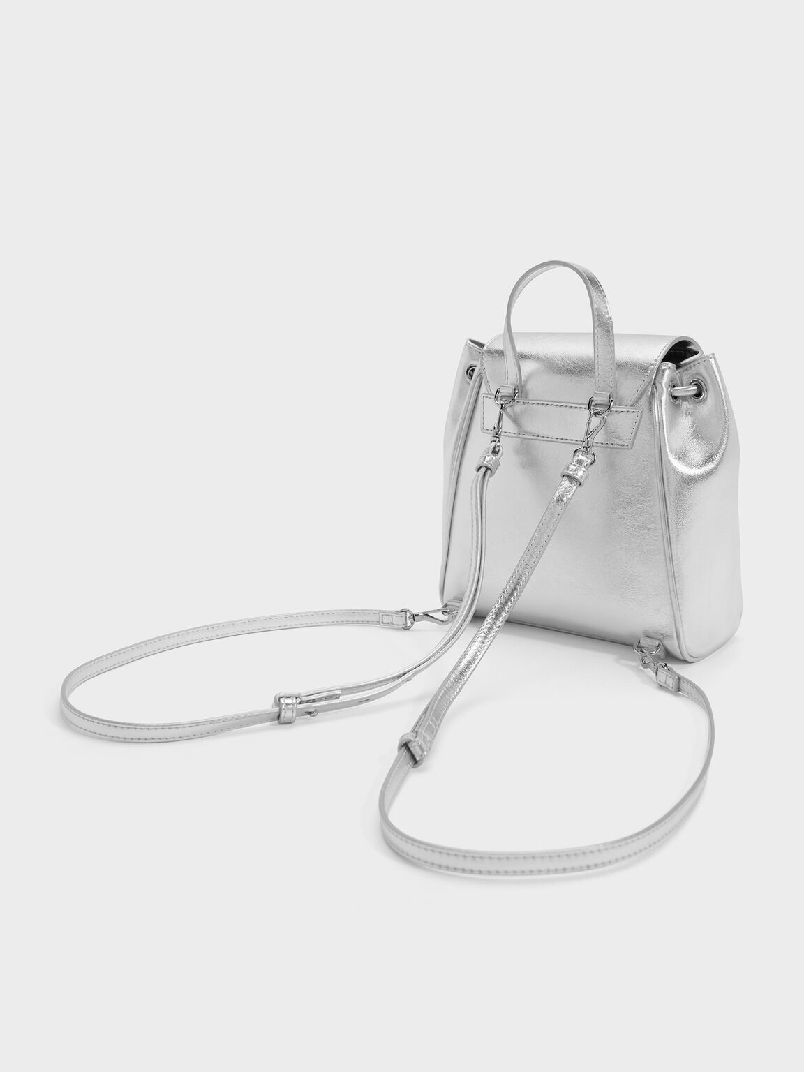 Blaise ブレイス フロントポケット ドローストリングバックパック, シルバー, hi-res