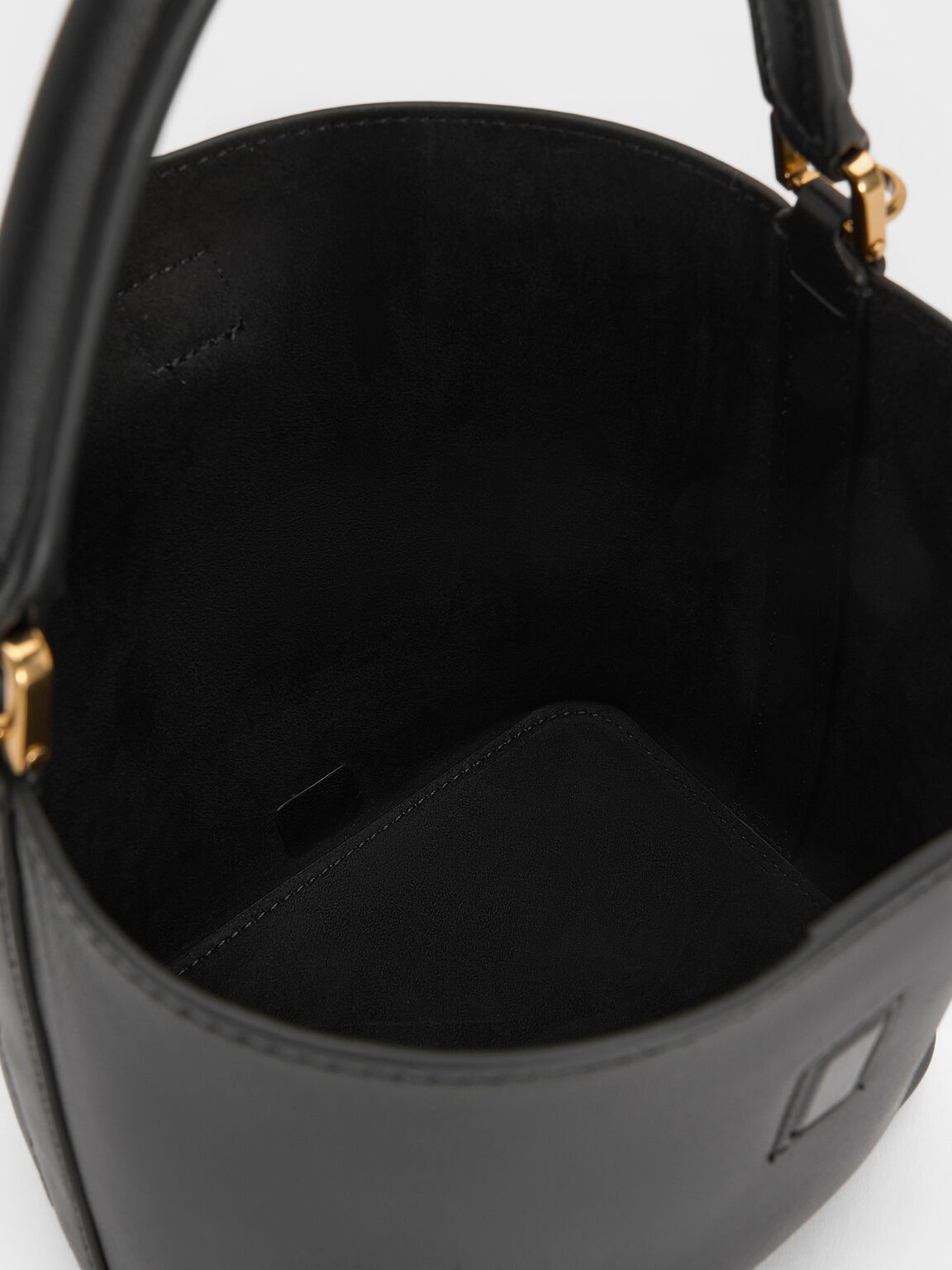 Gabine ガビーヌ レザーベルト トップハンドルバケットバッグ, ブラック, hi-res