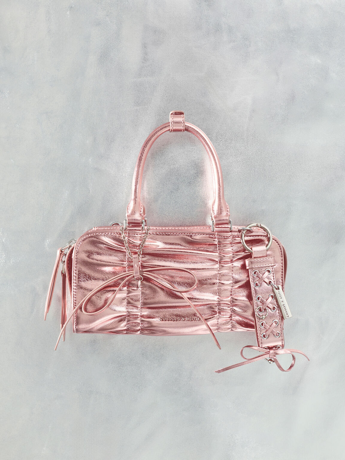 グロメット レースアップバッグチャーム, オーラピンク, hi-res