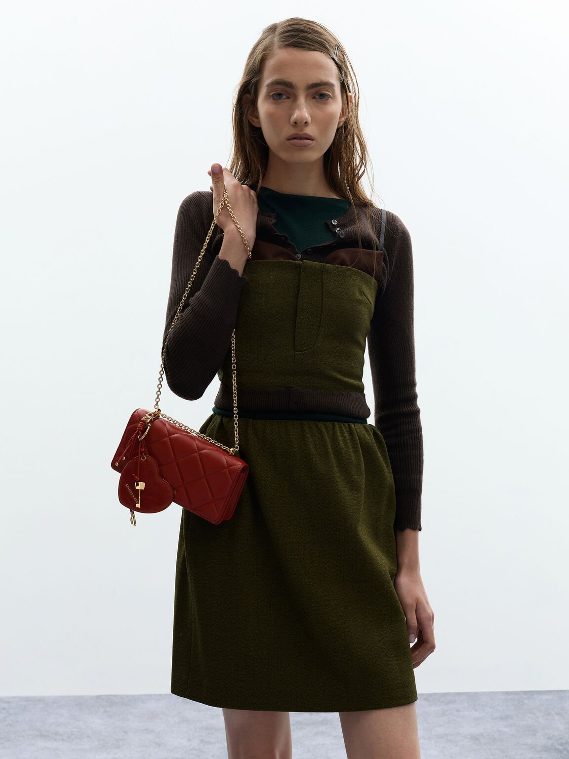 Ciara シアラ ハートアンドキーチャーム, バーガンディ, hi-res