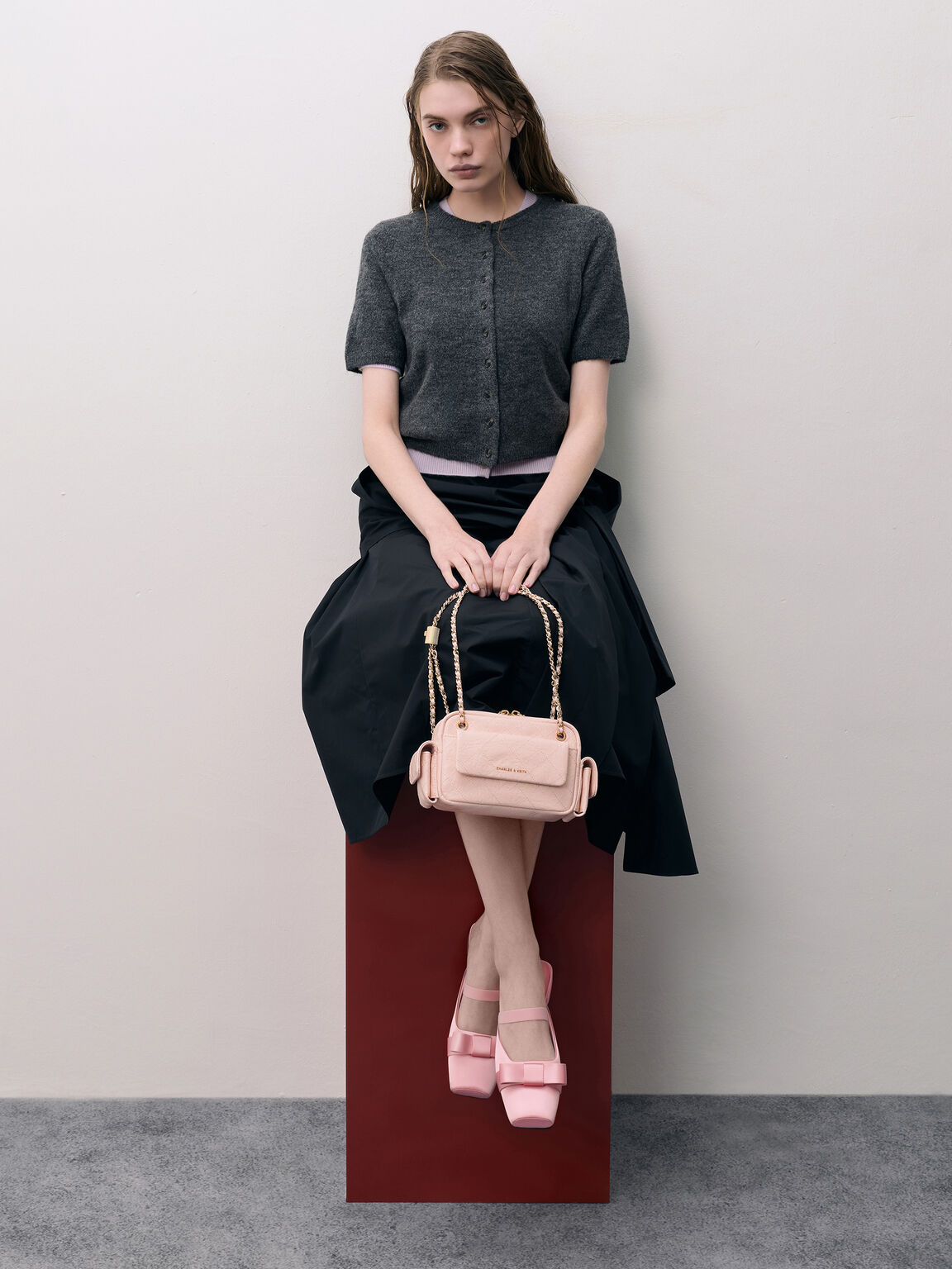 Duo ドゥオ キルトクロスボディーバッグ, ソフトピンク, hi-res