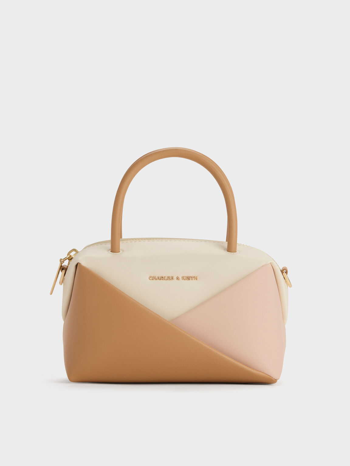 Midori ミドリ カラーブロックジオメトリックボウリングバッグ, マルチピンク, hi-res