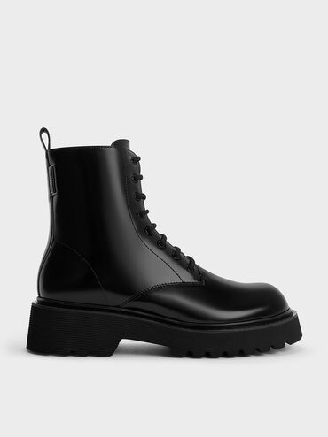 レースアップ アンクルブーツ - ブラックボックス | CHARLES & KEITH 