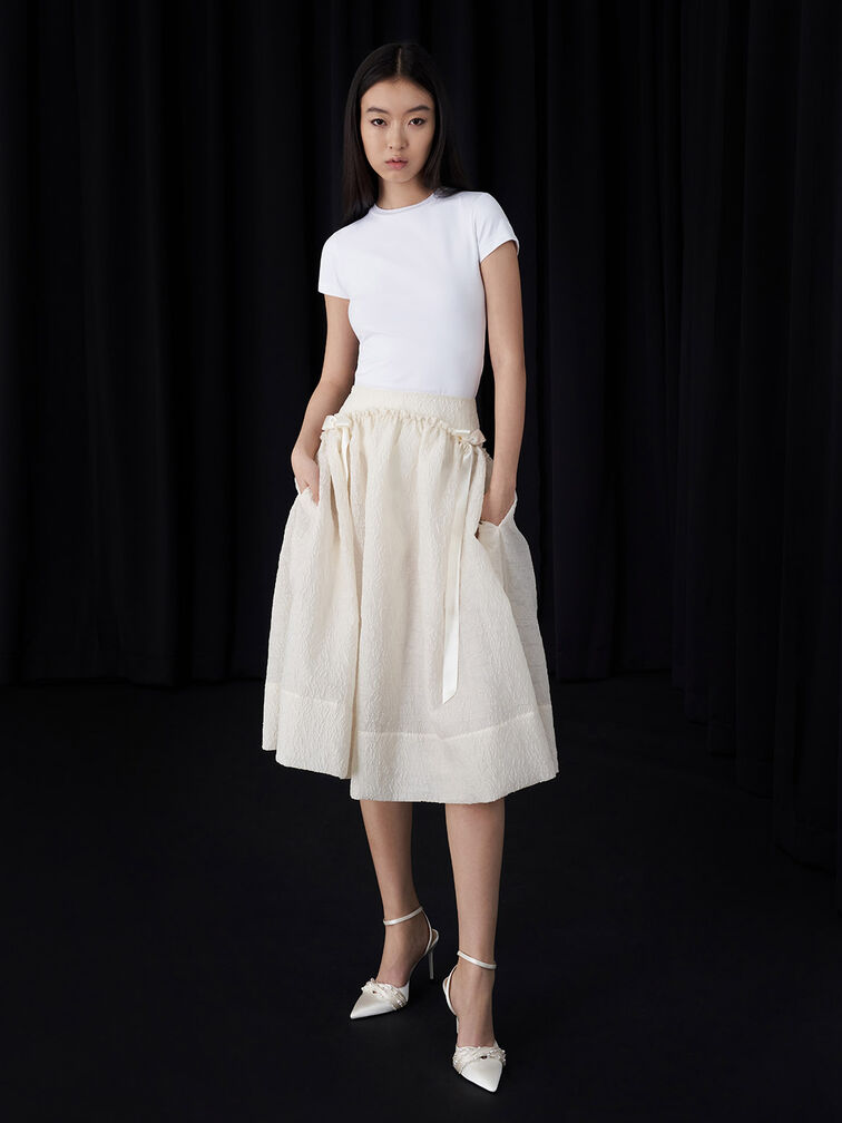 ビーズドアンクルストラップ パンプス - ホワイト | CHARLES & KEITH 