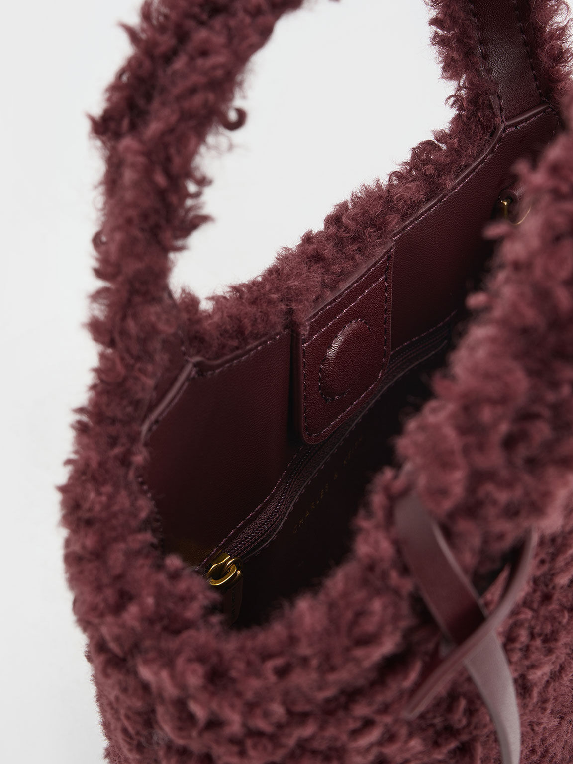 Arlys アーリス ファーリートートバッグ, バーガンディ, hi-res