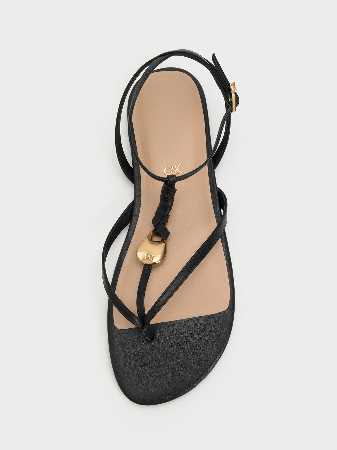 Adema アデマ ストラッピー トングサンダル, ブラック, hi-res