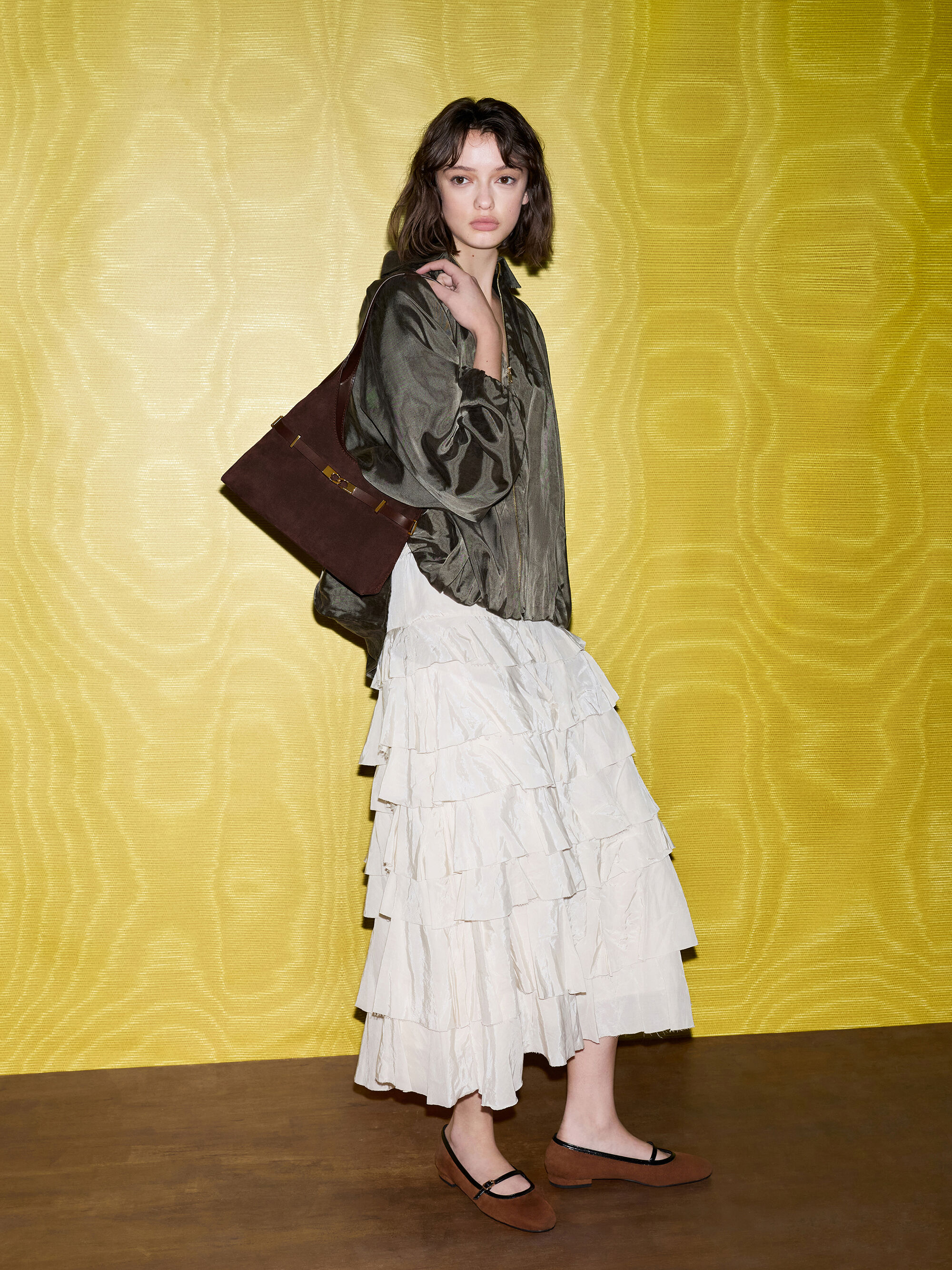 Arlet アラート スエードメタリックアクセントベルトホーボーバッグ