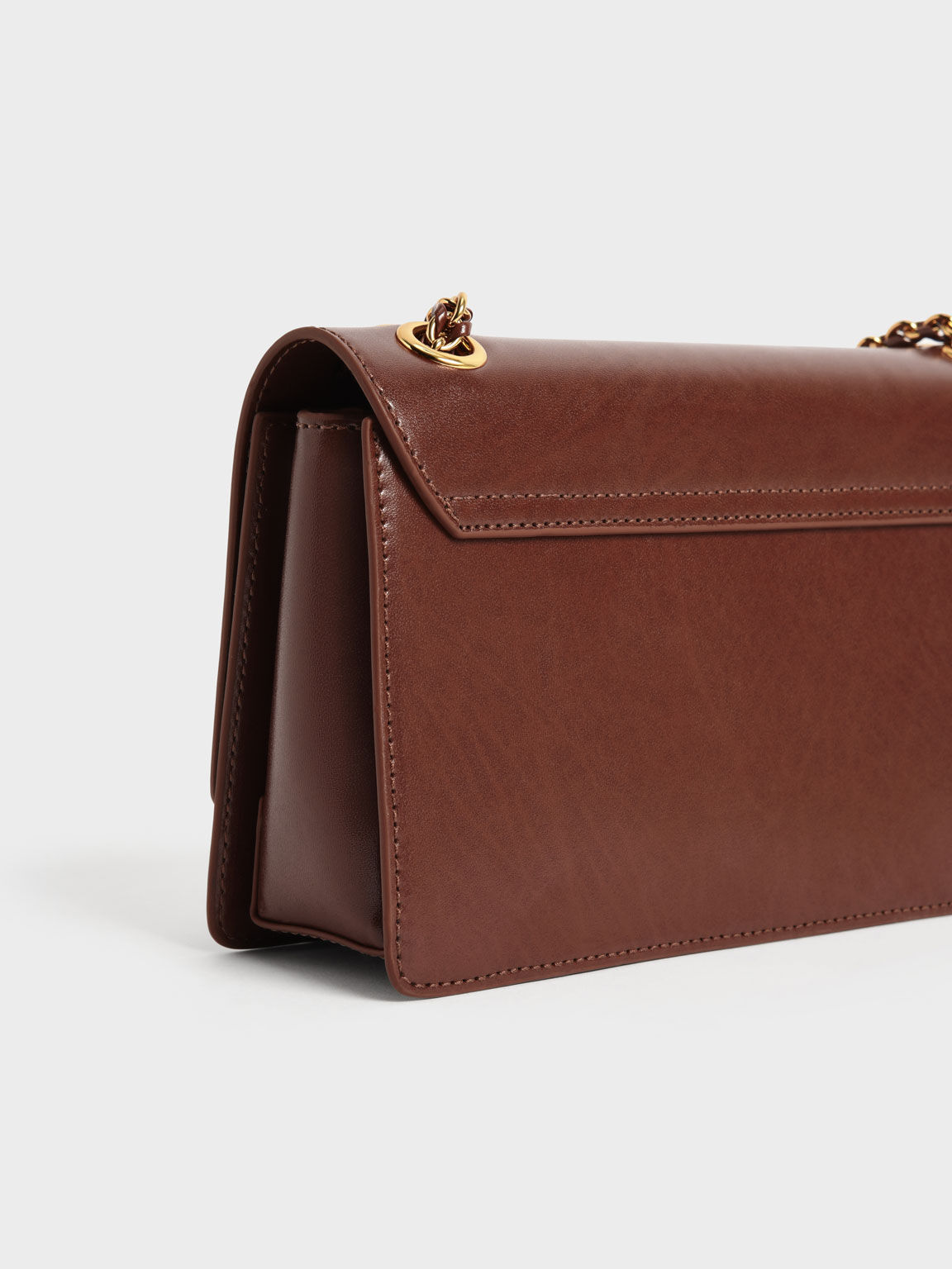 チェーンハンドル ショルダーバッグ, チョコレート, hi-res