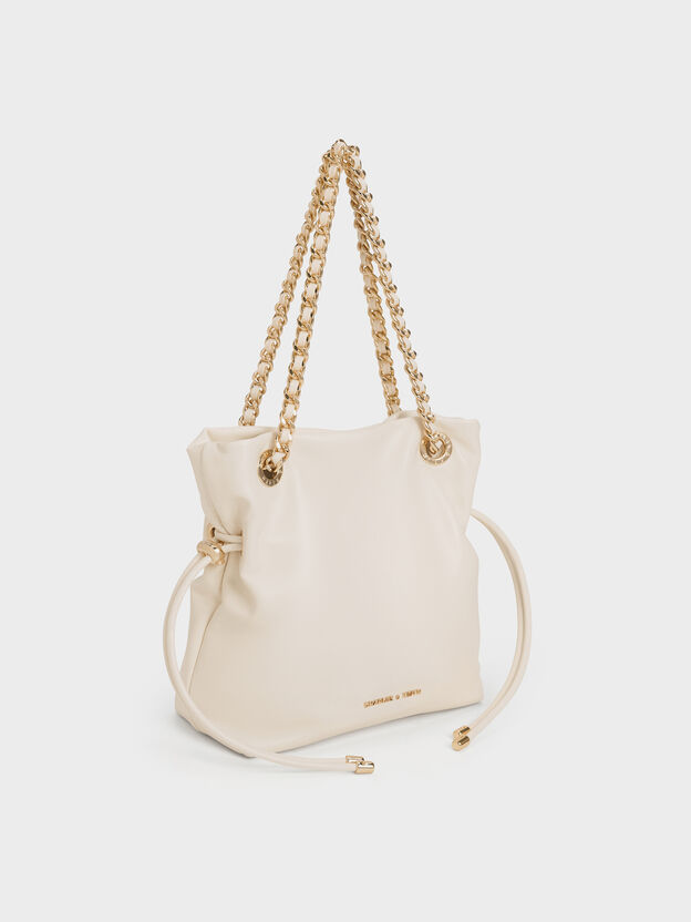 Arya アリア ブレイドストラップ ダブルハンドルクロスボディバッグ, クリーム, hi-res