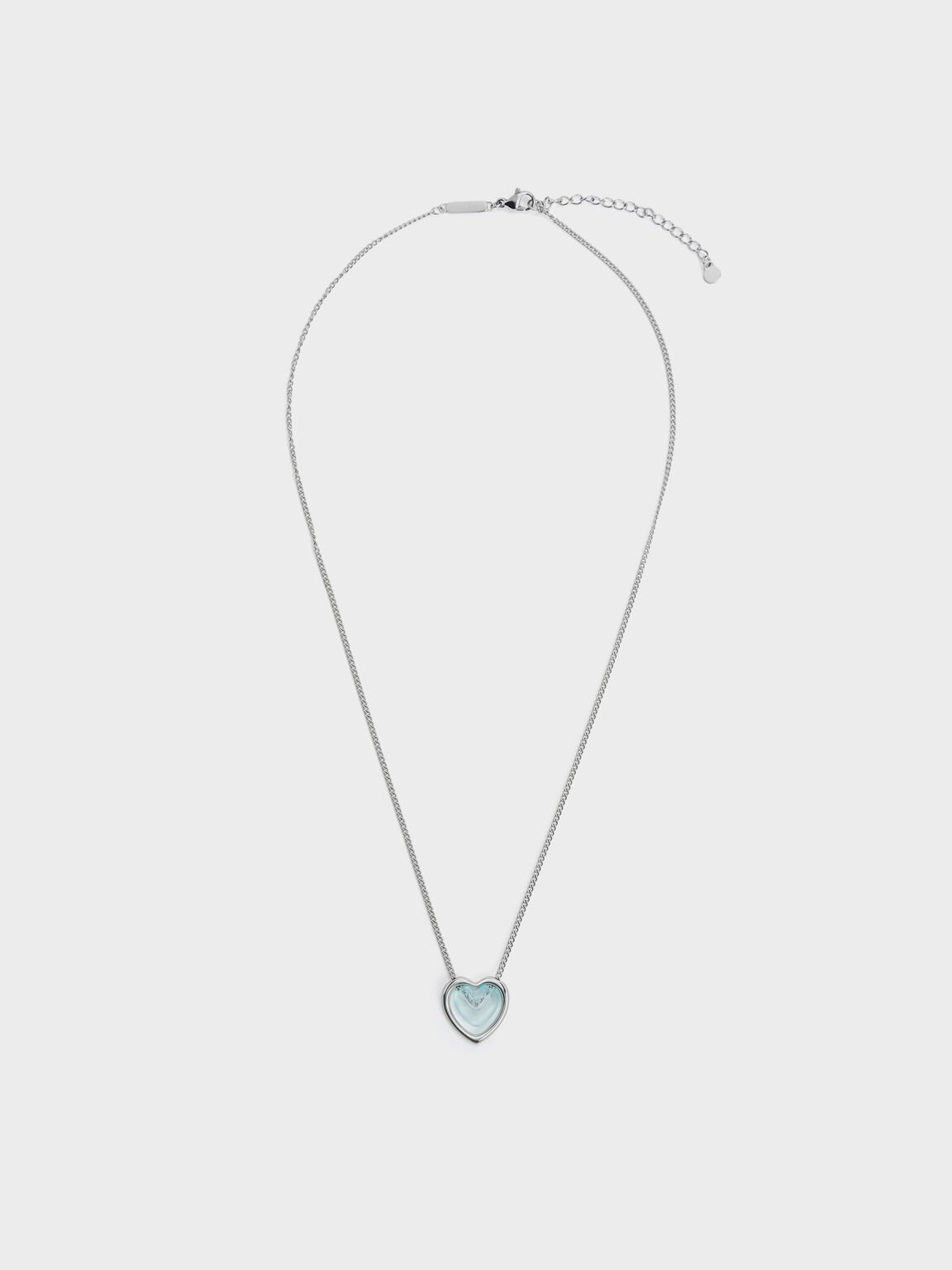 Annalise アナリーゼ レジンハートネックレス, ブルー, hi-res