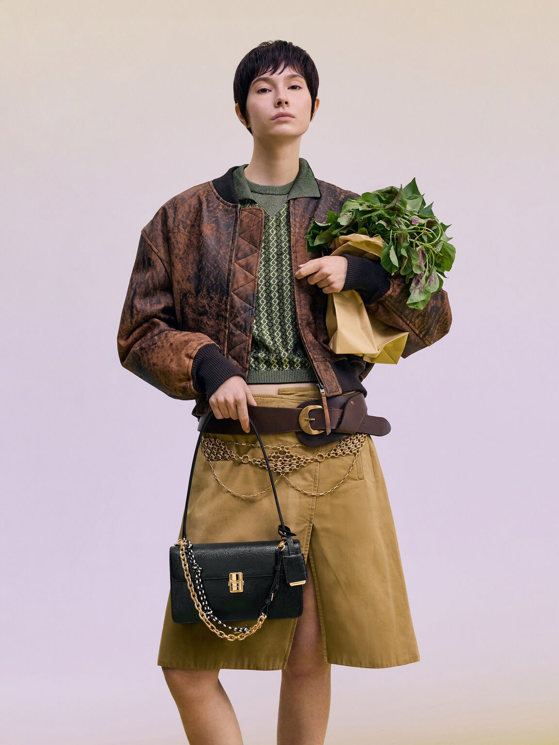 Acelynn エイスリン ロープチェーンショルダーバッグ, ブラック, hi-res