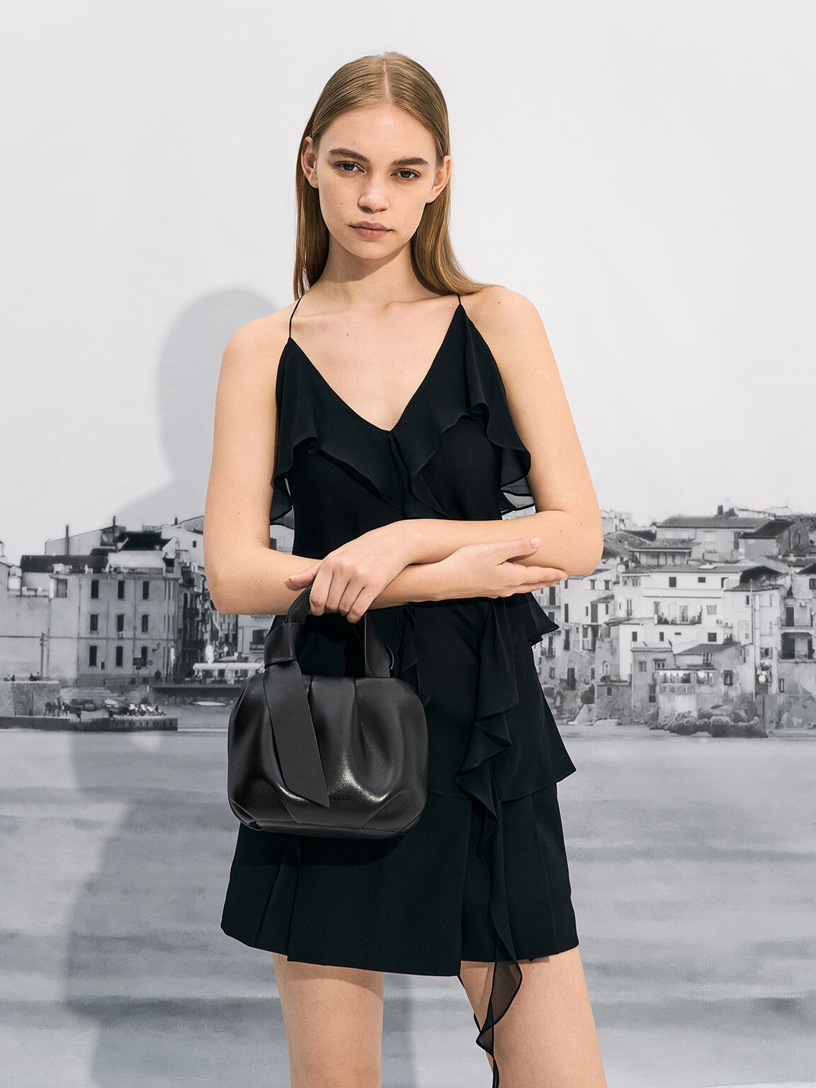 Toni トニー ノットルーシュドバッグ, ノワール, hi-res