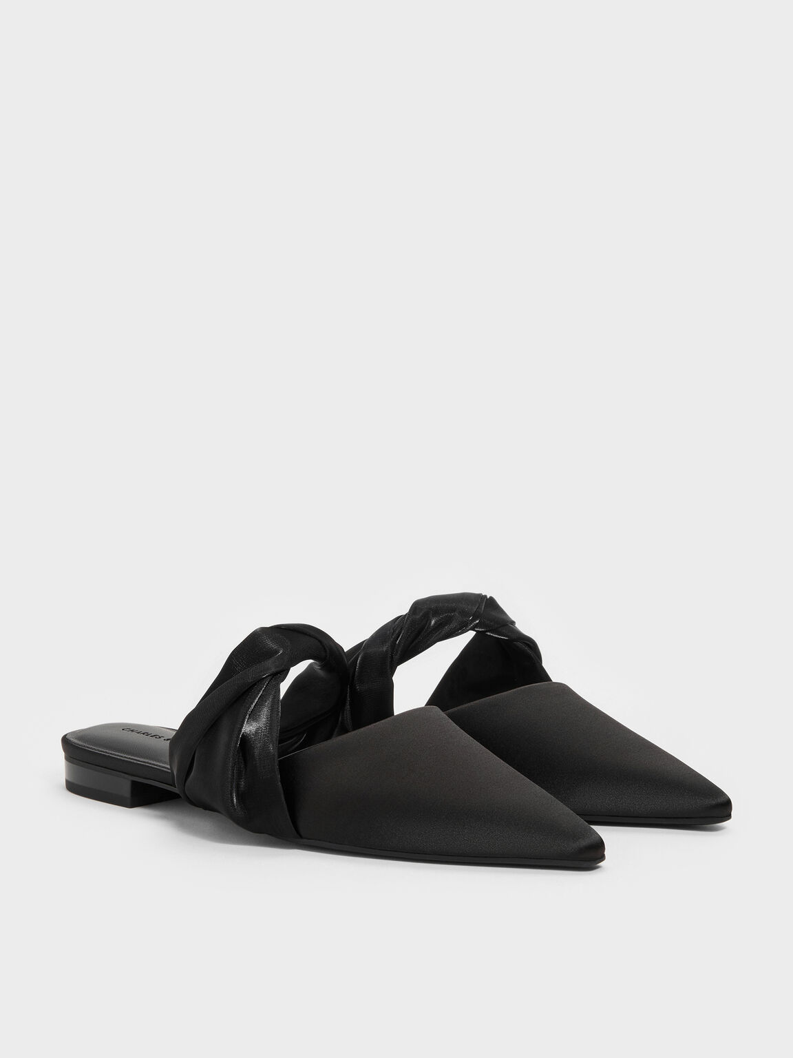 ツイステッドストラップ ポインテッドミュール, ブラックテクスチャード, hi-res