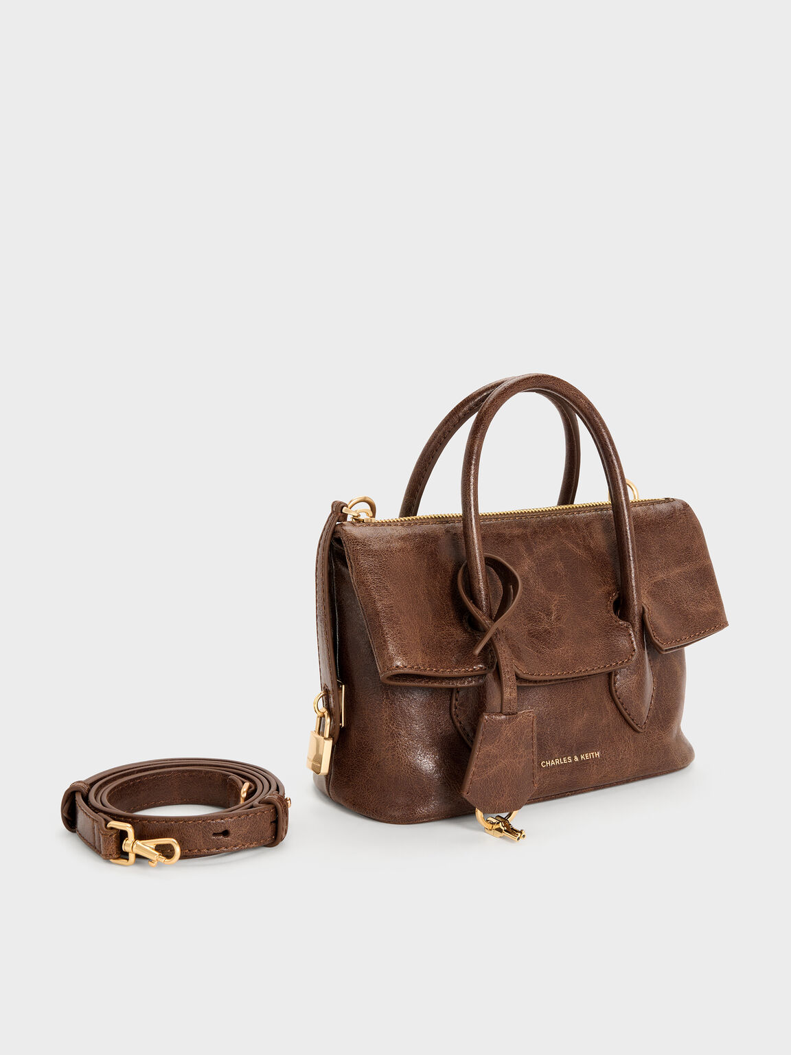 Aveline アヴェリーヌ フロントフラップ クロスボディバッグ, ピーカンブラウン, hi-res