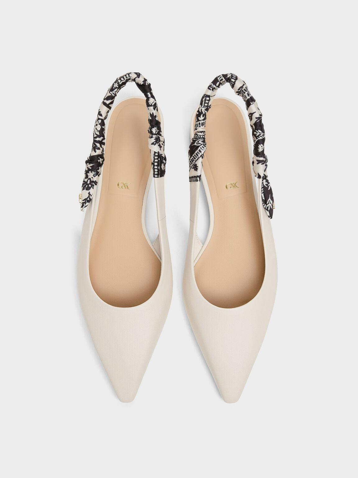 Tayari ティアリ レザースリングバックフラット, チョーク, hi-res