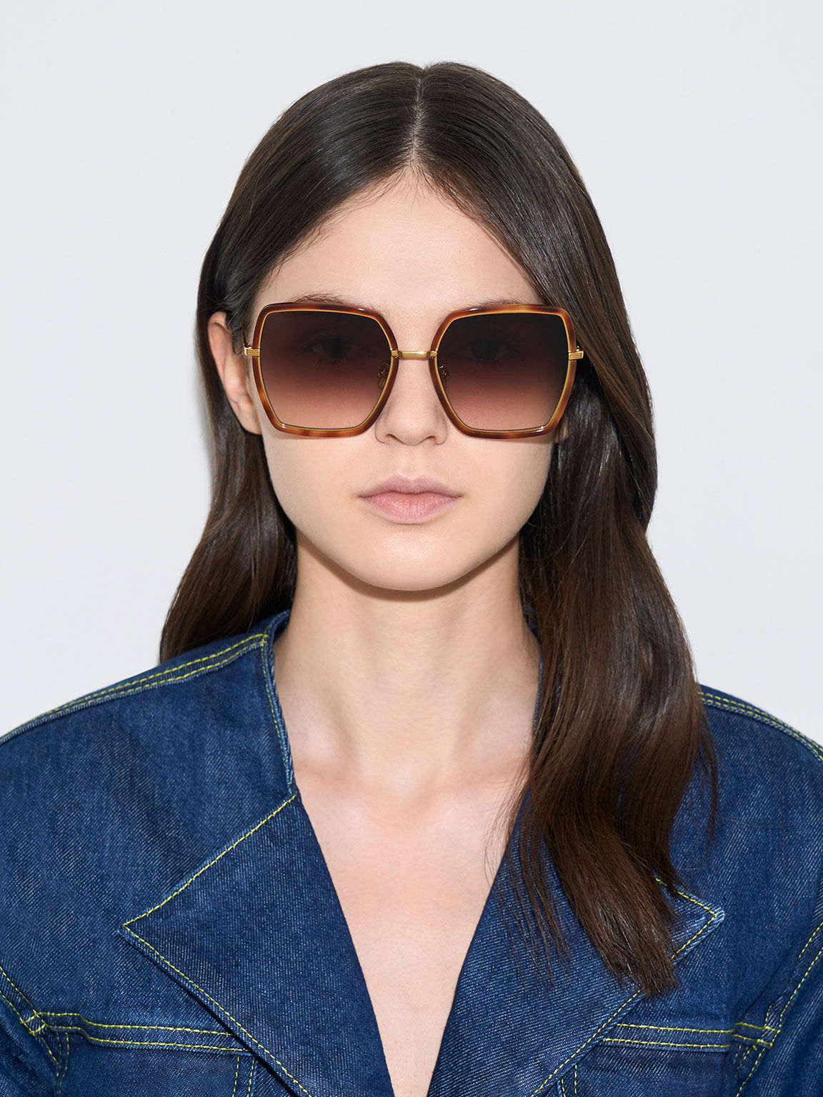 オーバーサイズ スクエアバタフライサングラス, テンダーシェル, hi-res