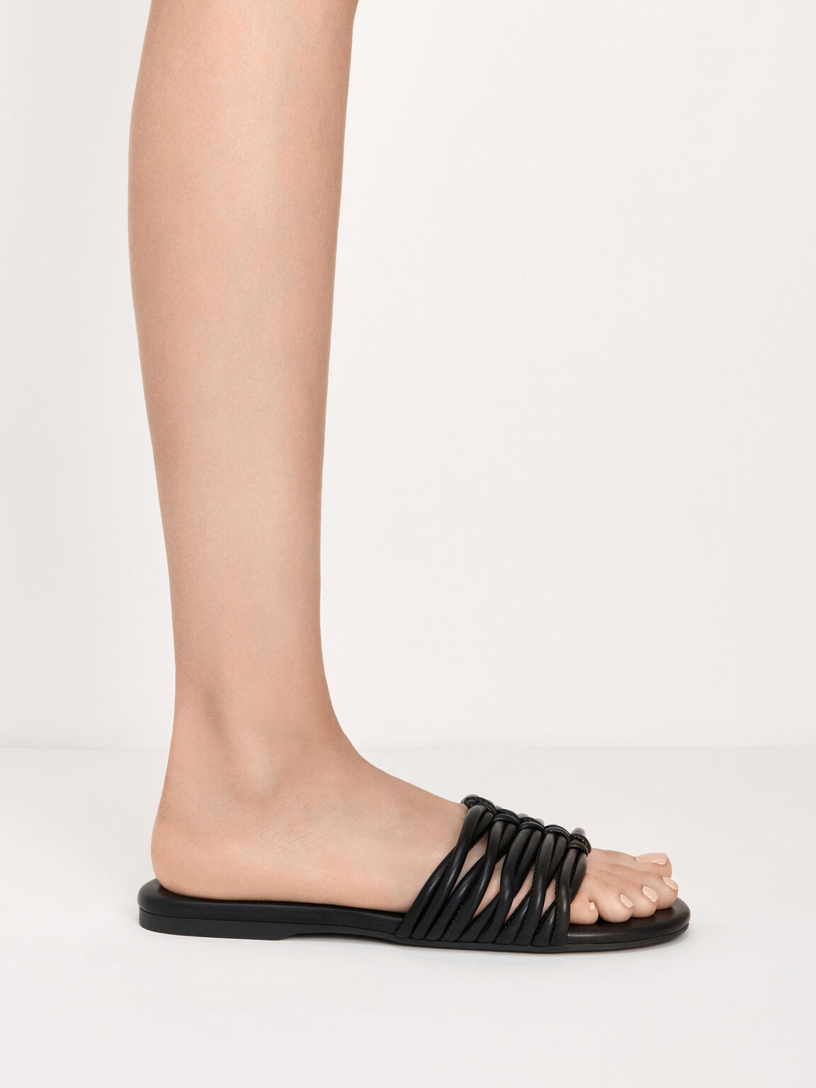 ウーブン スライドサンダル, ブラック, hi-res