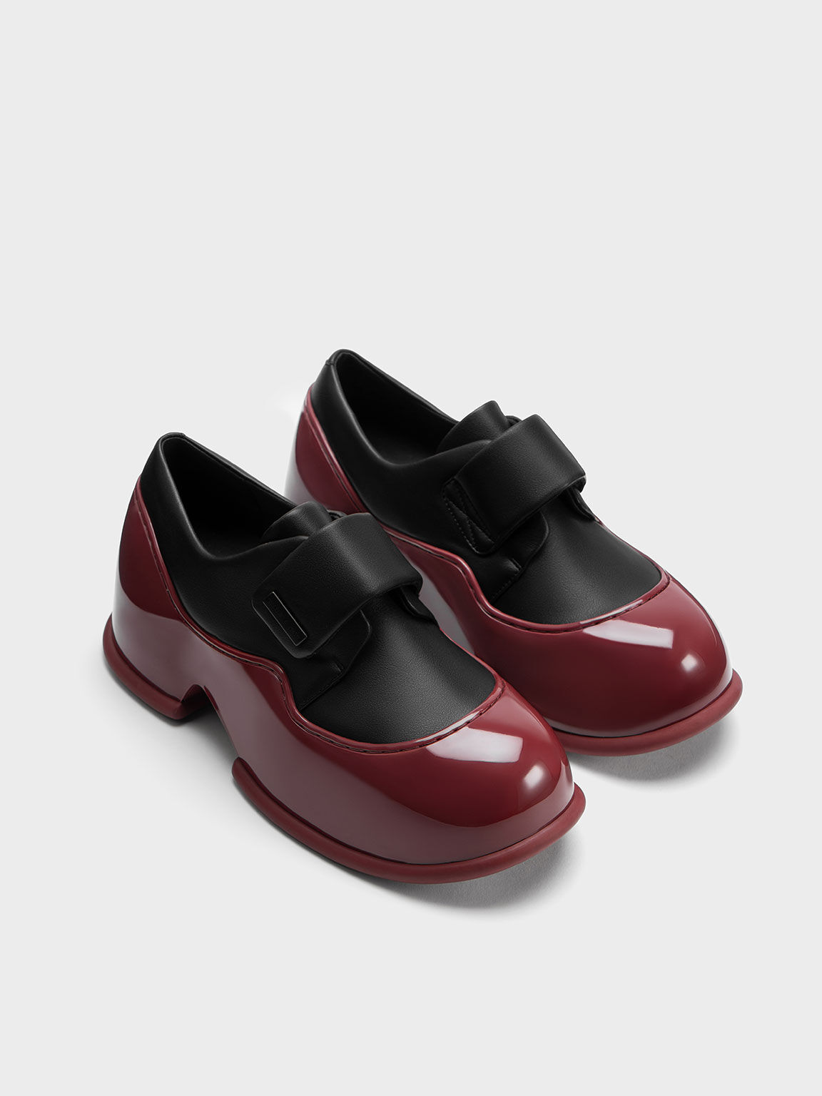 Pixie ピクシー パテントプラットフォームローファー, レッド, hi-res