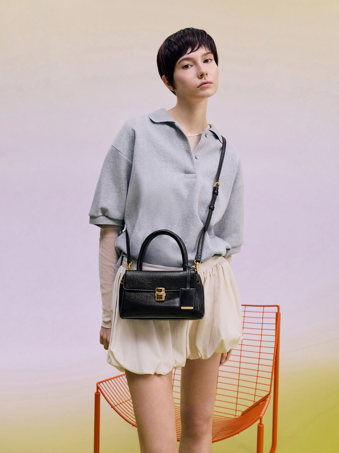 Acelynn エイスリン ロープチェーン トートバッグ, ブラック, hi-res