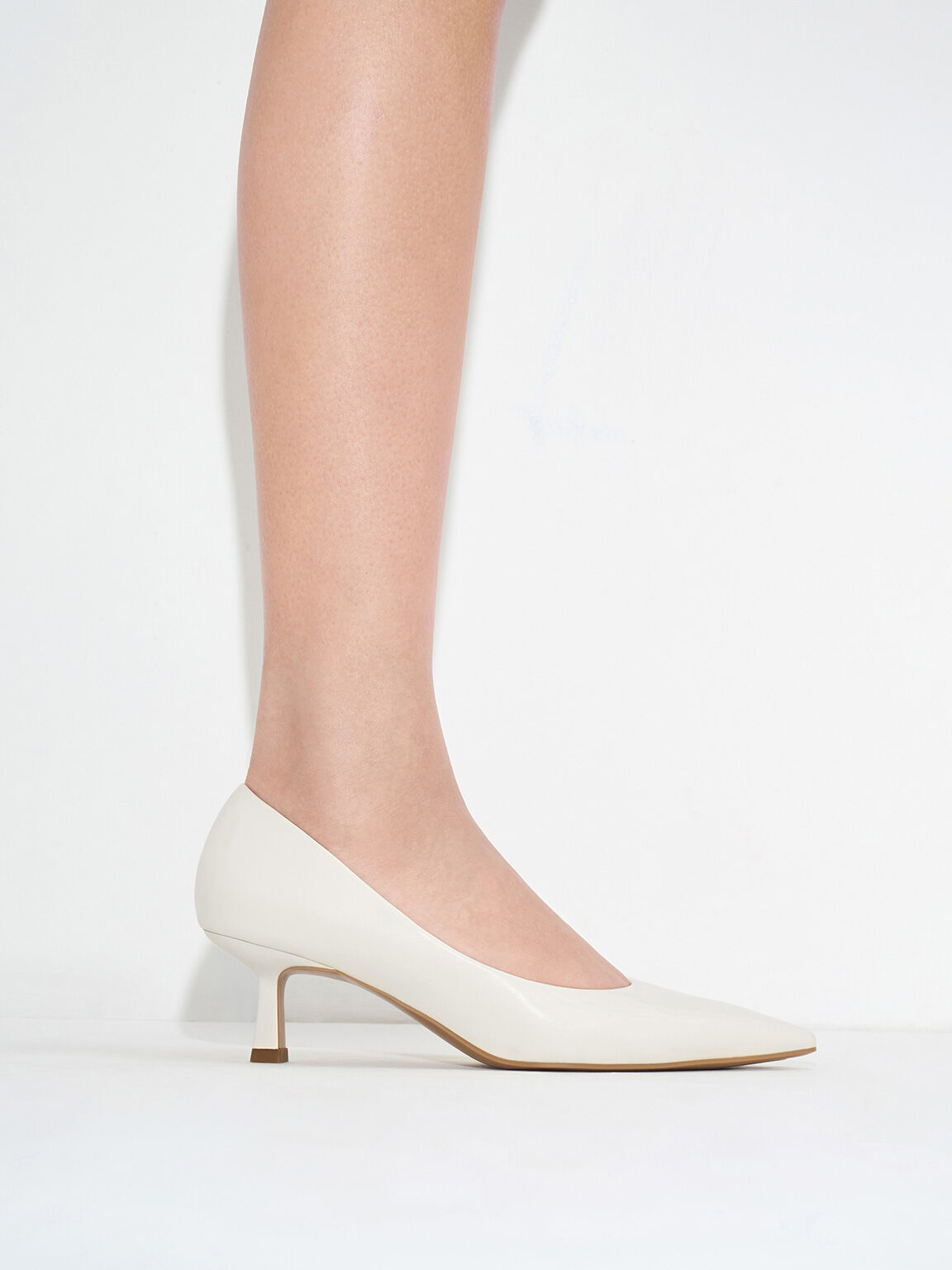 ポインテッド キトゥンヒールパンプス, チョーク, hi-res