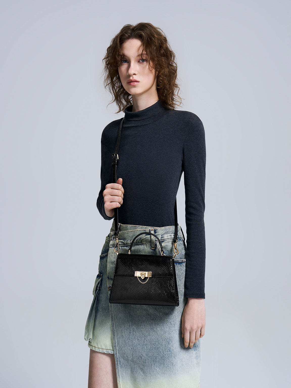 Tallulah タルーラ トラペーズトップハンドルバッグ, ブラック, hi-res