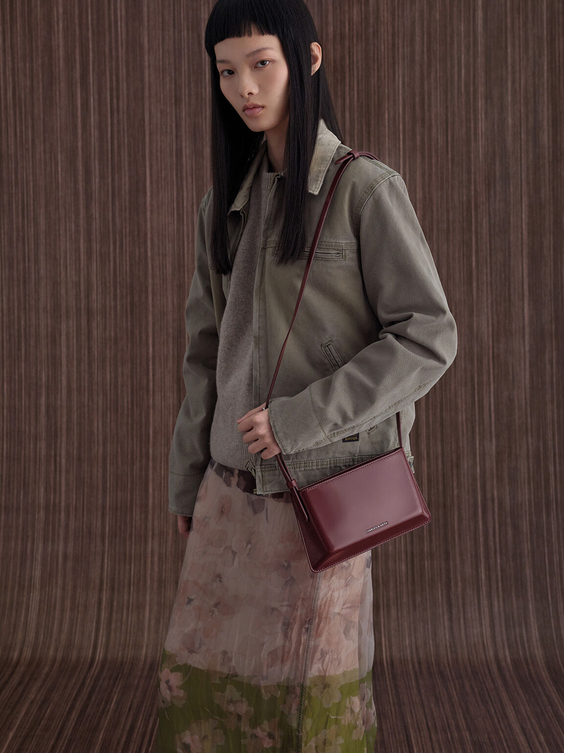 ストラクチャーボクシー ショルダーバッグ, バーガンディ, hi-res