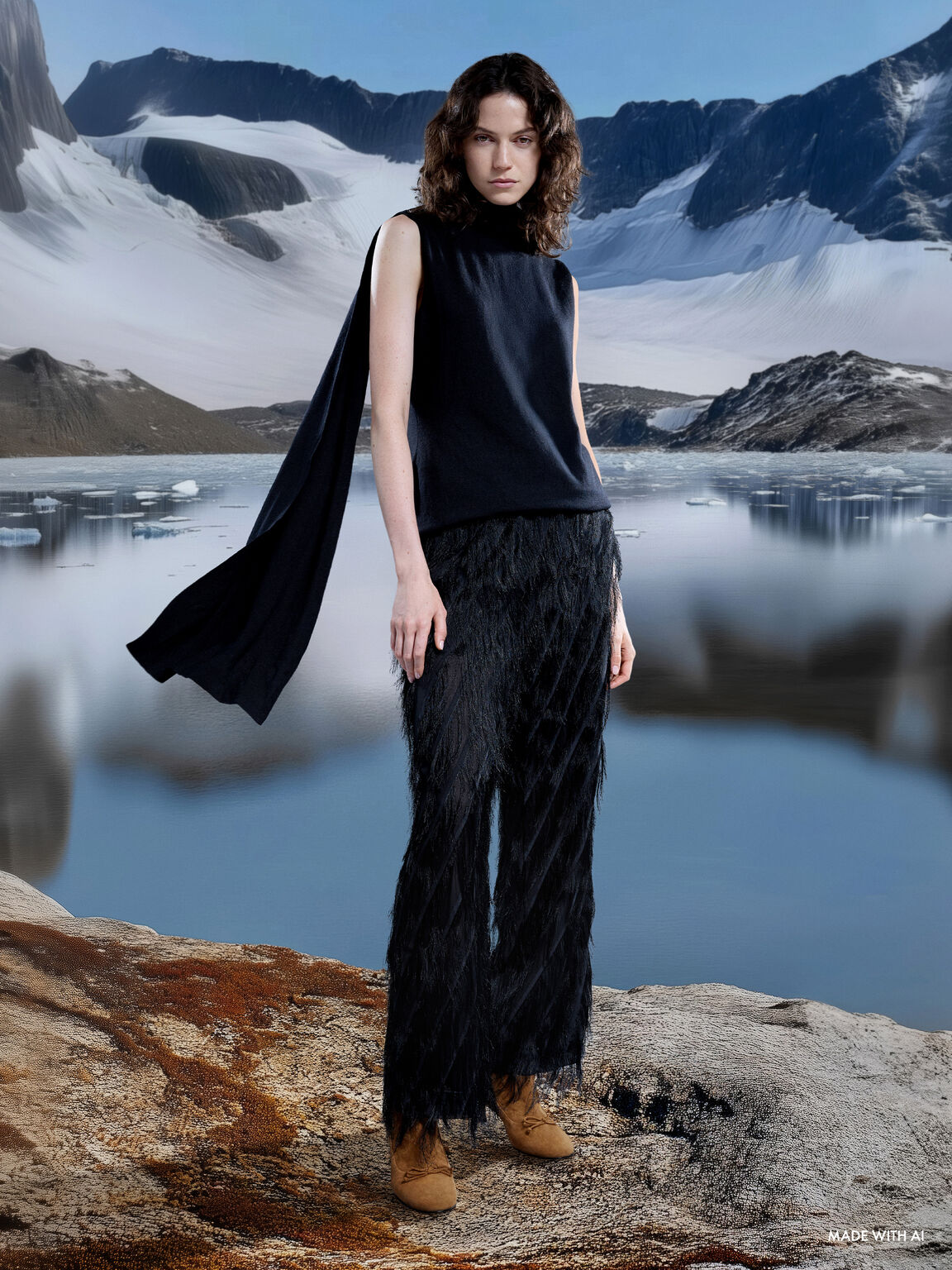 Aretha アレサ レザーボウキトゥンヒールカーフブーツ, ブラウン, hi-res