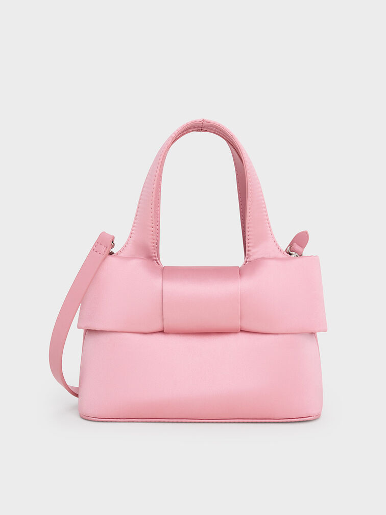 サテン ボウバケツバッグ - フラミンゴピンク | CHARLES & KEITH 
