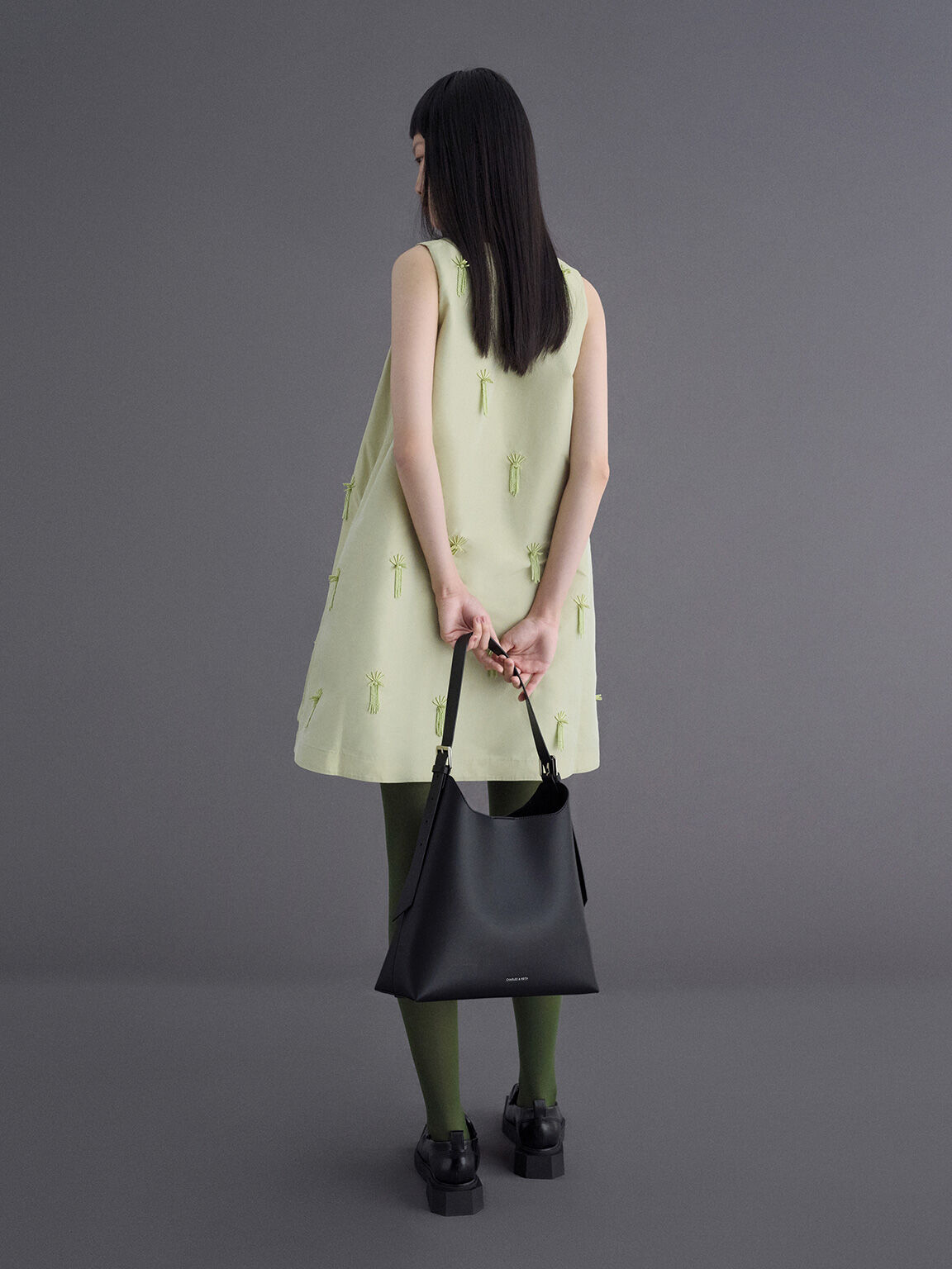 ダブルバックル トラペーズホーボーバッグ, ノワール, hi-res