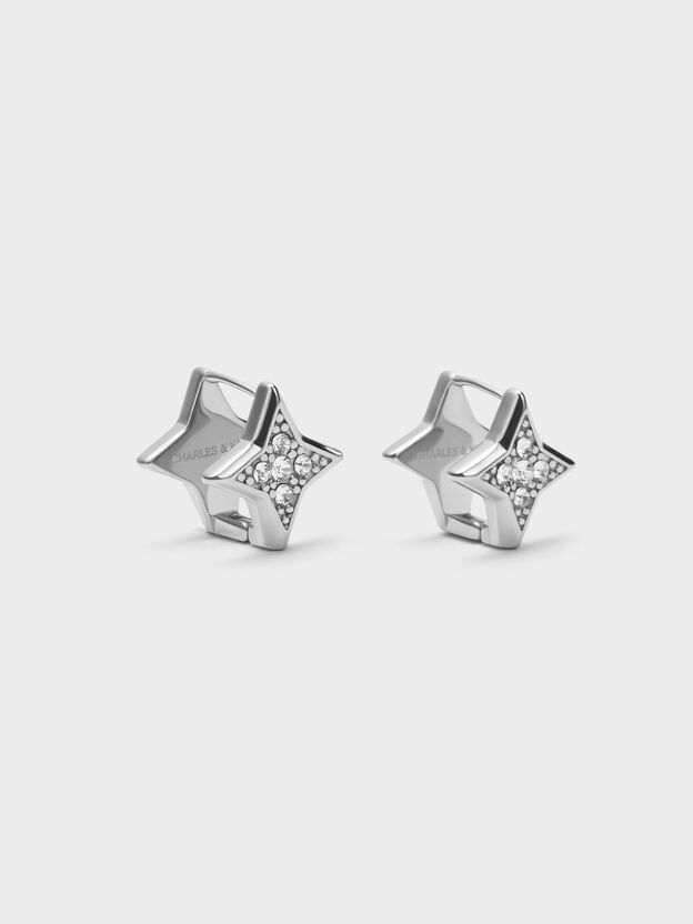 Everest エベレスト スターダストクリスタルピアス, シルバー, hi-res