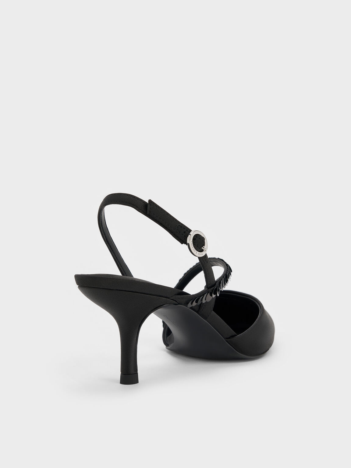 Briella ブリエラ スパンコール スリングバックパンプス, ブラックテクスチャード, hi-res