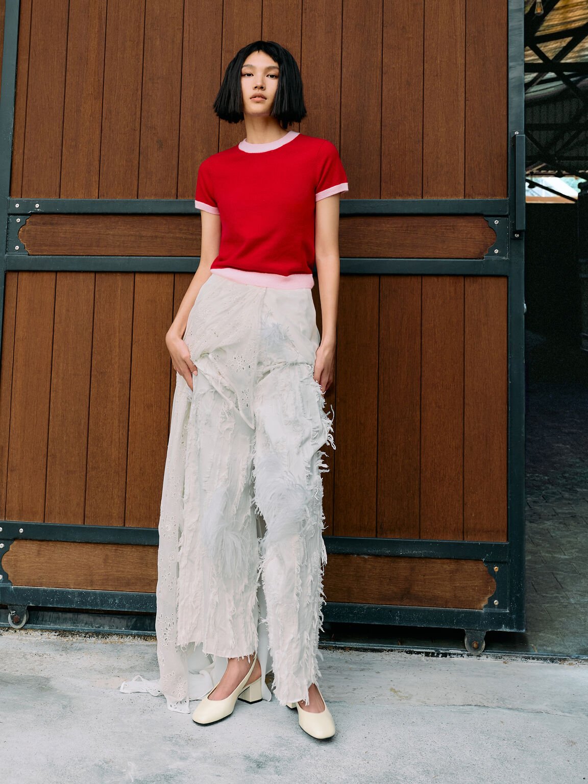 Danni ダニー パテントブロックヒール スリングバックパンプス, チョーク, hi-res