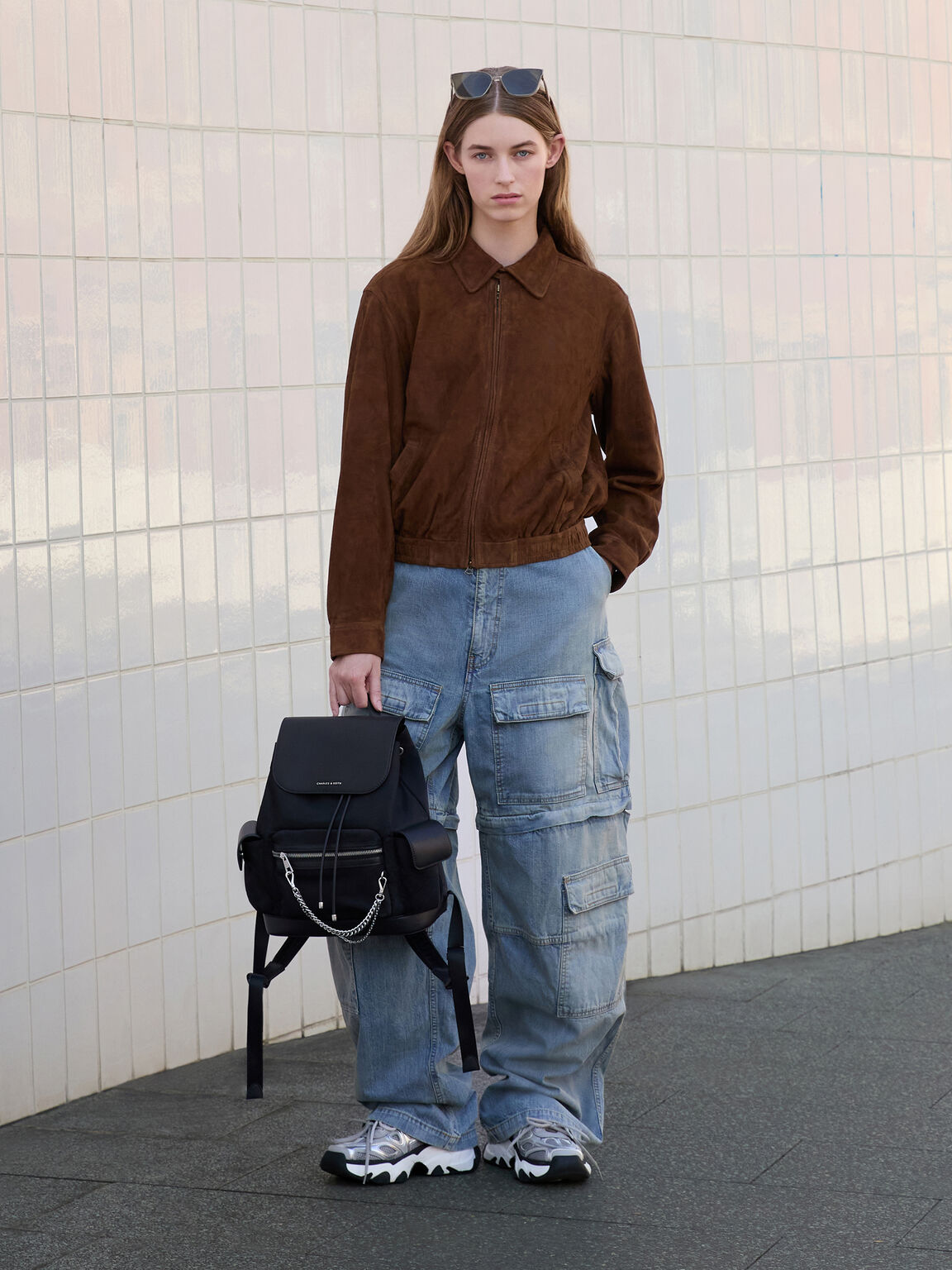 ナイロン パッフィーチェーンリンクバックパック, ノワール, hi-res