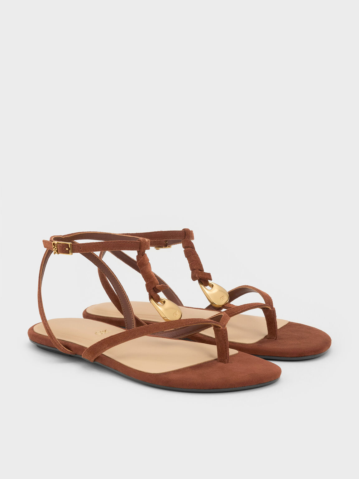 Adema アデマ ストラッピー トングサンダル, ブラウン, hi-res