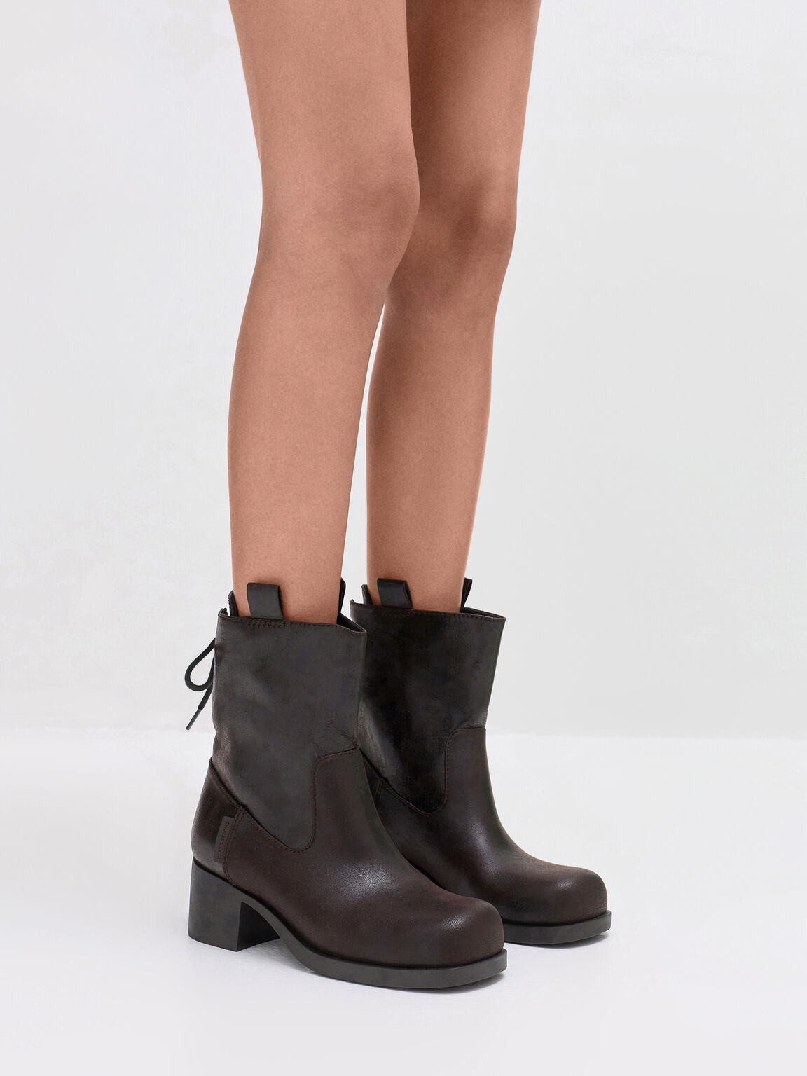 Rosemond ロゼモン バックレースカーフブーツ, ダークブラウンテクスチャー, hi-res