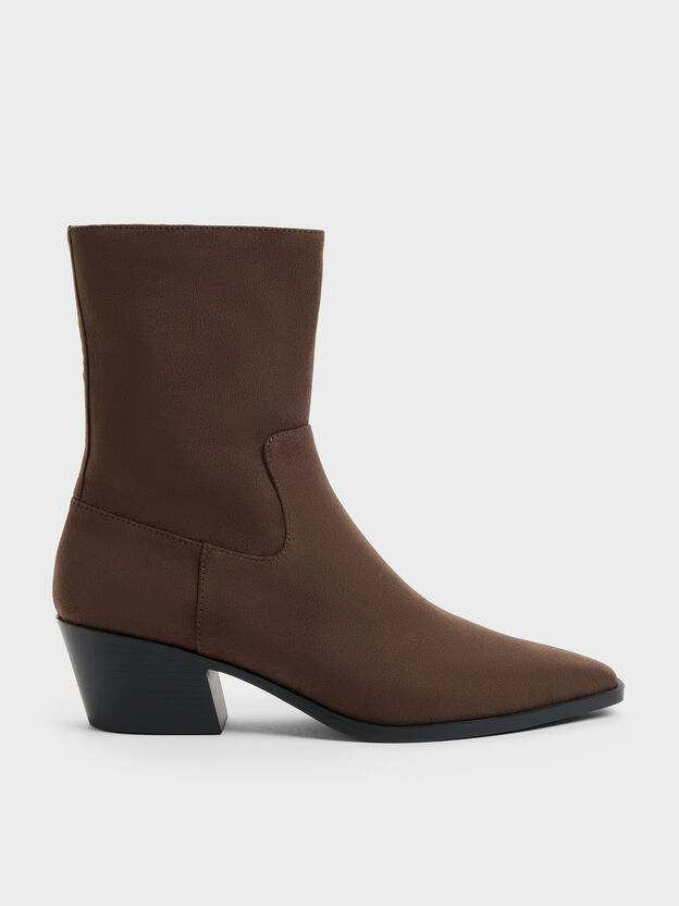 テーパード アンクルブーツ, ダークブラウンテクスチャー, hi-res
