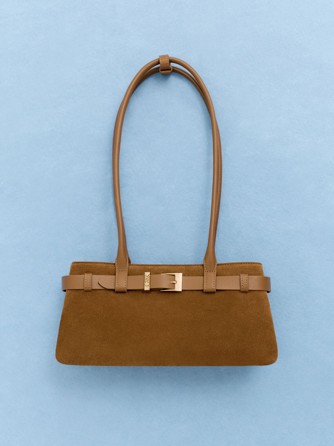 Jody スエードベルト ショルダーバッグ, エムバブラウン, hi-res