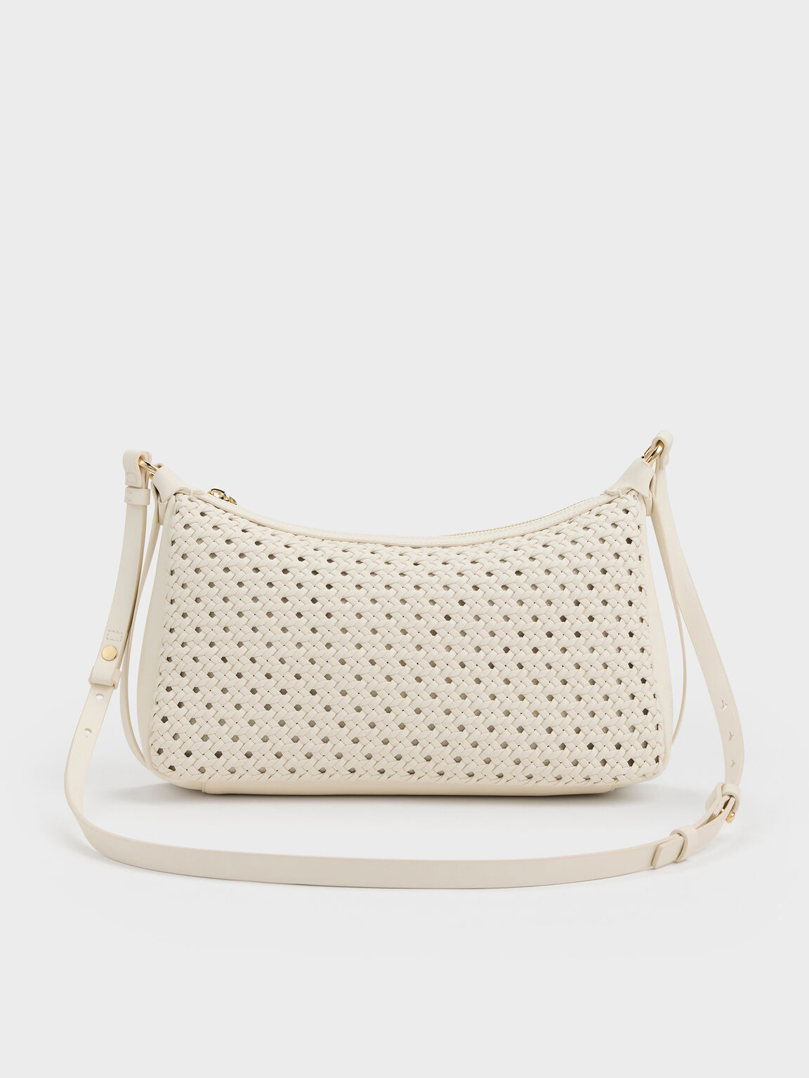 Calla カルラ ウーブン ショルダーバッグ, クリーム, hi-res