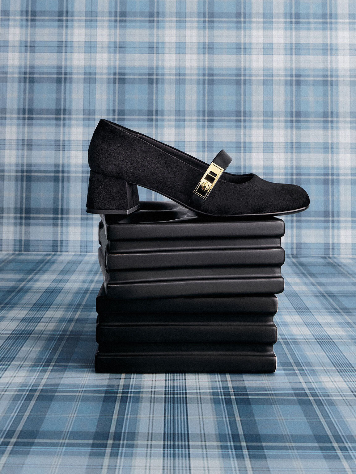 Lando ランド メタリックバックルメリージェーンパンプス, ブラック2, hi-res