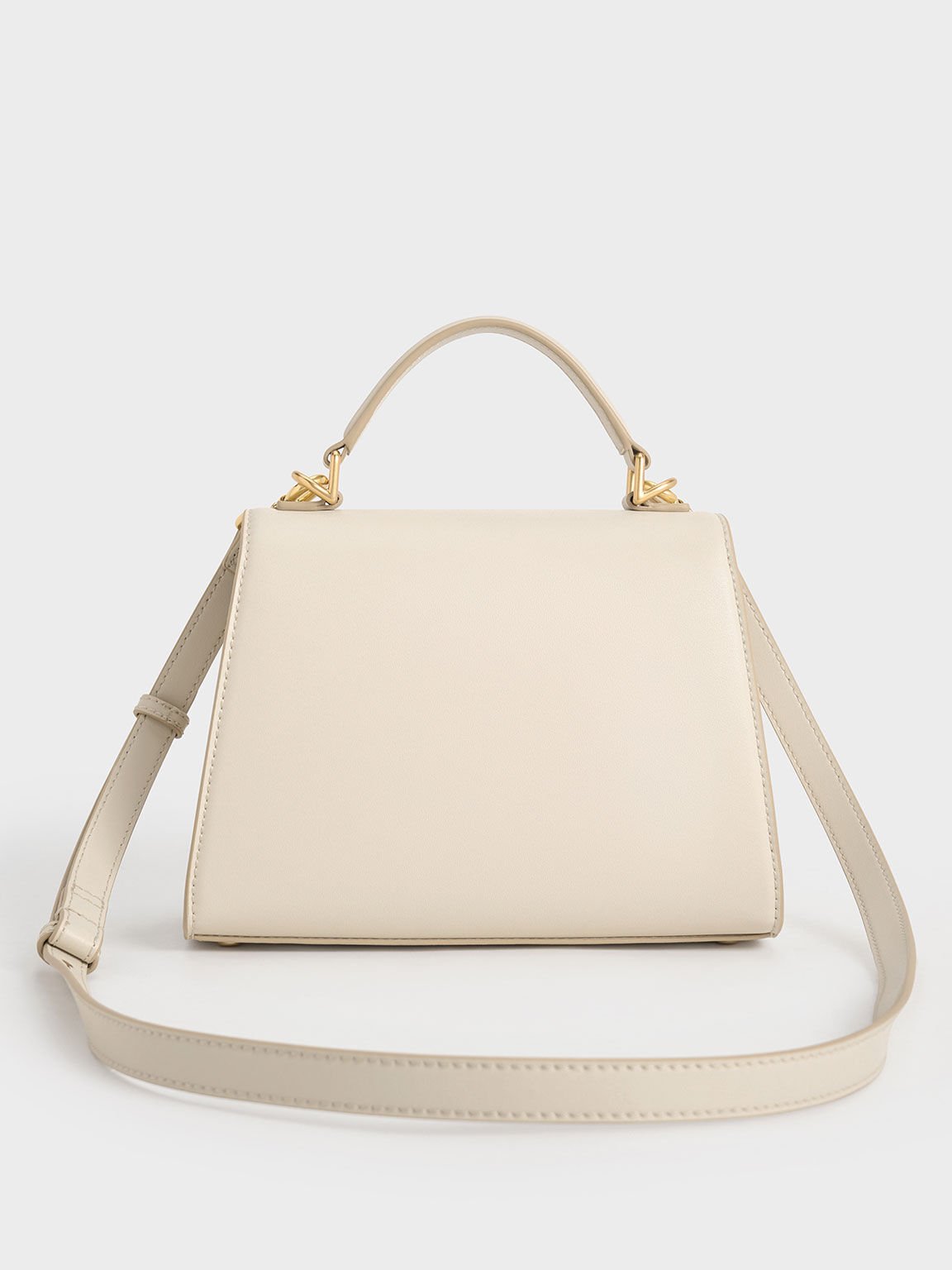 Violetta ヴィオレッタ トラペーズトップハンドルバッグ, ベージュ, hi-res