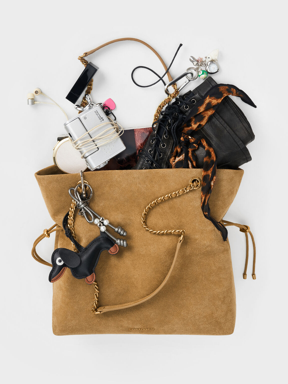 Arya アリア スエードブレイドストラップダブルハンドルトートバッグ, サハラサンド, hi-res