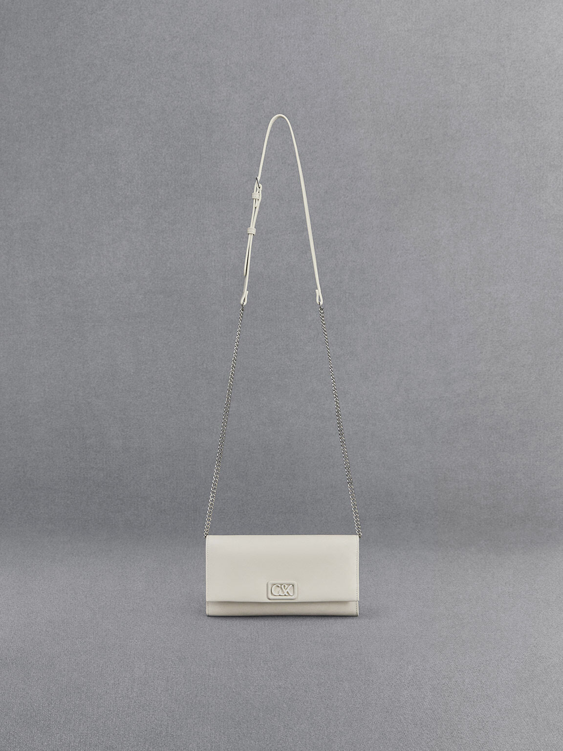 レザーチェーンストラップ ウォレット, ホワイト, hi-res