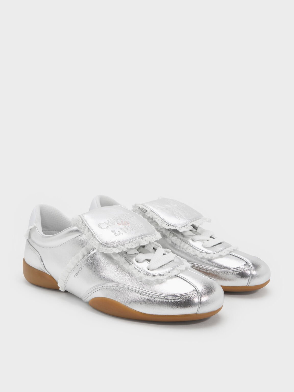 Louise ルーイ レーストリムスニーカー, シルバー, hi-res