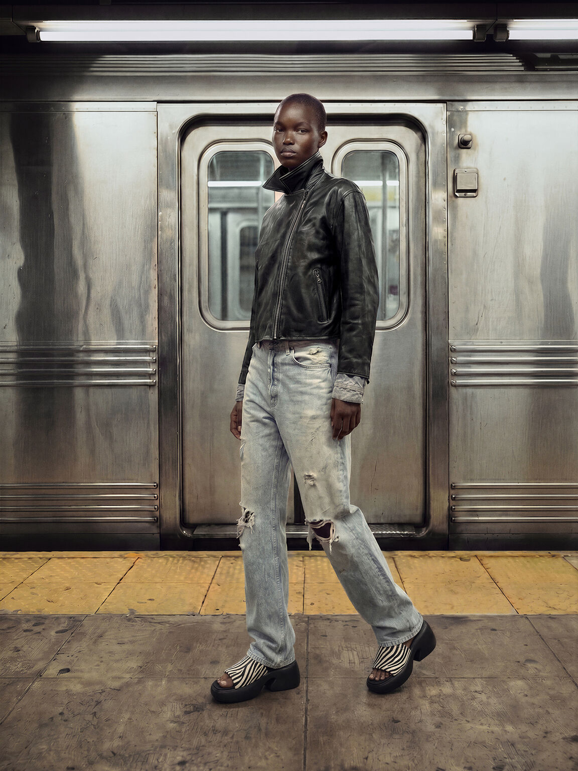 Baxie バシー シルクプラットフォームミュール, アニマルプリントブラック, hi-res